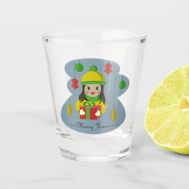 Vaso De Chupito Chica con caja de regalo para Navidades (Anverso)