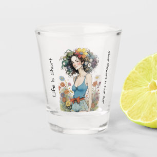 Vaso De Chupito Chica con flores silvestres en el pelo