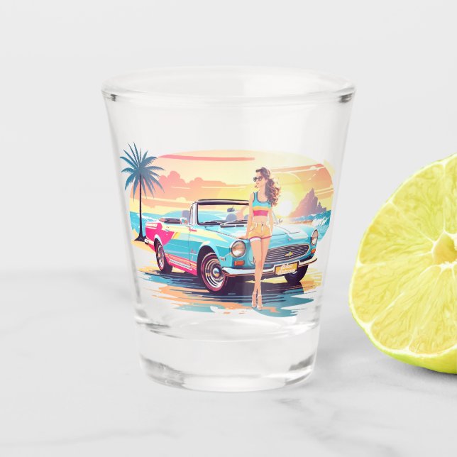 Vaso De Chupito Chica con la naturaleza del coche y del sueño (Anverso)