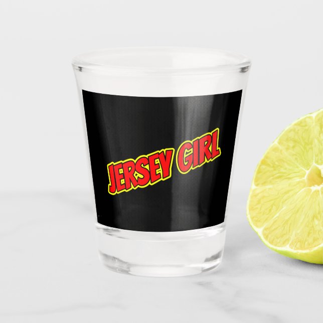 Vaso De Chupito Chica de Jersey de Comic Rojo y Amarillo (Anverso)