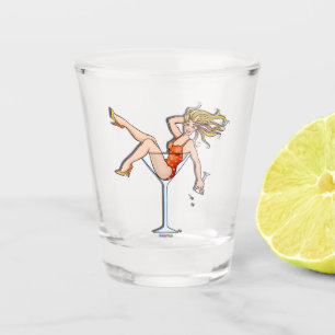 VASO DE CHUPITO CHICA EN ROJO DE VIDRIO MARTINI