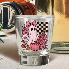Vaso De Chupito Chica fantasma de coqueta rosa retro con Bow Hallo