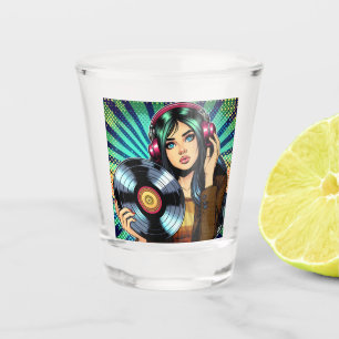 Vaso De Chupito Chica genial de estilo pop art cómic con álbum de