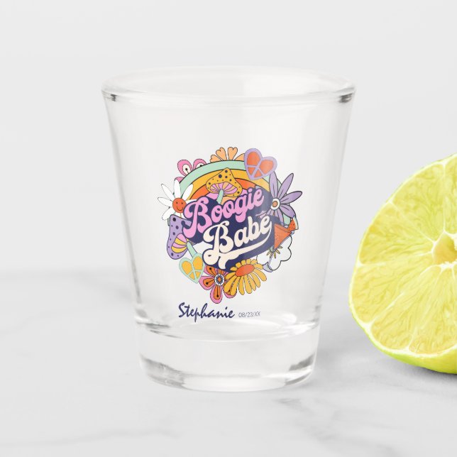Vaso De Chupito Chica Groovy de los 70 para la despedida de solter (Anverso)