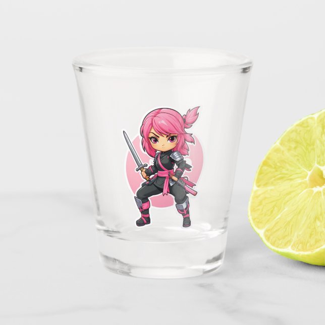 Vaso De Chupito Chica Ninja Rosa (Anverso)
