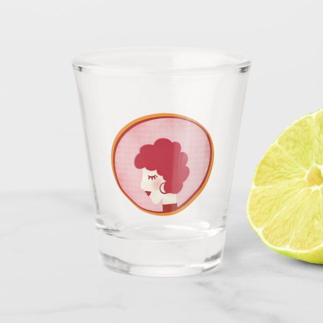 Vaso De Chupito Chica Redhead en el espejo (Anverso)