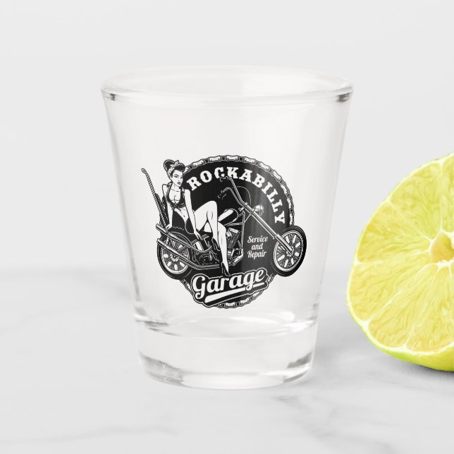 Vaso De Chupito Chica Rockabilly Garage Pin Up (Anverso)