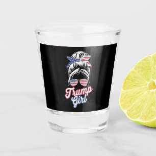 Vaso De Chupito Chica Trump Pelo Desordenado Vintage USA Bandera A