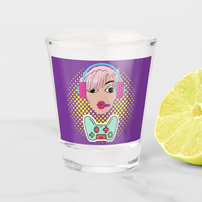 Vaso De Chupito chica y videojuegos (Anverso)