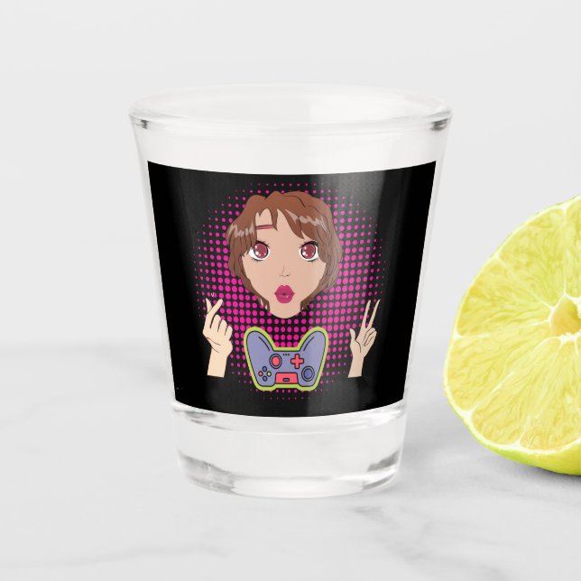 Vaso De Chupito chica y videojuegos (Anverso)
