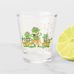 Vaso De Chupito Chicas de hula de rana hawaiana y frangipani