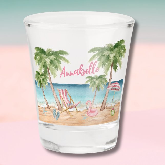 Vaso De Chupito Chicas de Playa Fin de Semana Despedida de Soltera (Watercolor Beach Shot Glass )