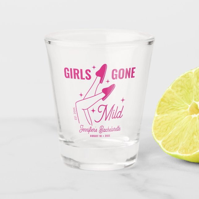 Vaso De Chupito Chicas se fueron de Ilustracion suave y rosado cal (Anverso)