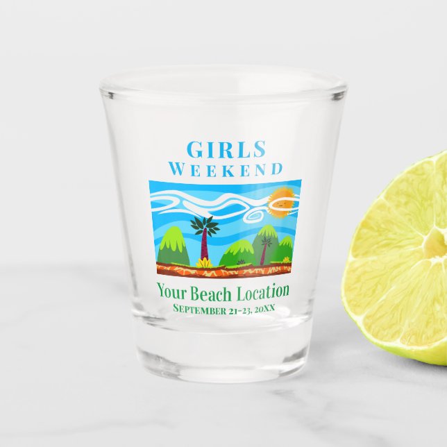 Vaso De Chupito Chicas viajan a la playa tropical Getaway (Anverso)