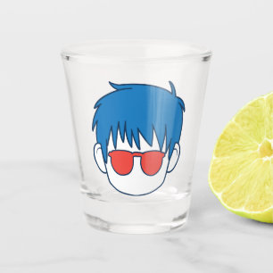Vaso De Chupito Chico anime, pelo azul y personalizado de gafas