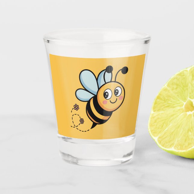 Vaso De Chupito Child-Friendly Bee Mascot with Dotted Trail (Anverso)