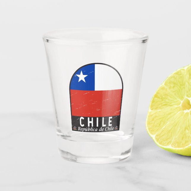 Vaso De Chupito Chile Bandera Emblema de mal gusto (Anverso)