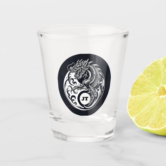 Vaso De Chupito Chinese Dragon in Black and White Personalized (Anverso)