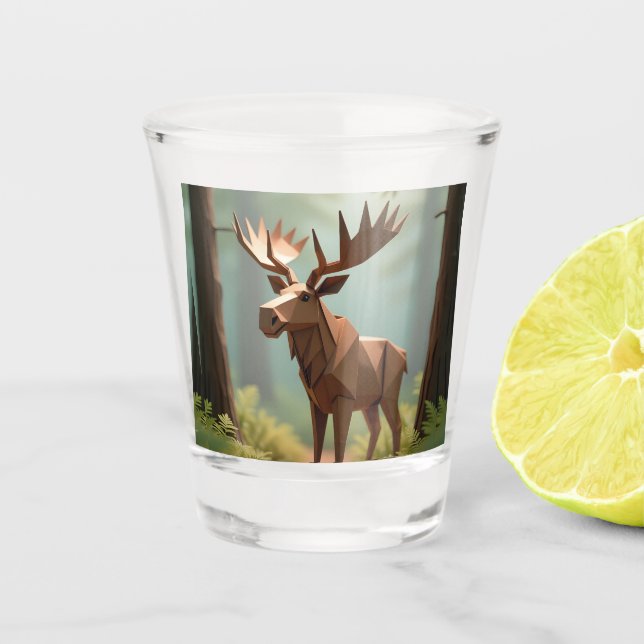 Vaso De Chupito Ciervo de Origami  (Anverso)
