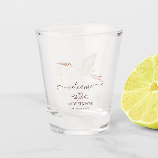Vaso De Chupito Cigüeña Adorable Linda (Anverso)