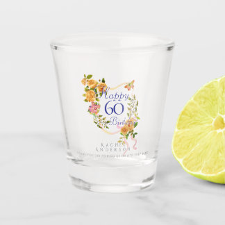 Vaso De Chupito Cinta de Rosa Dorada Cumpleaños 60