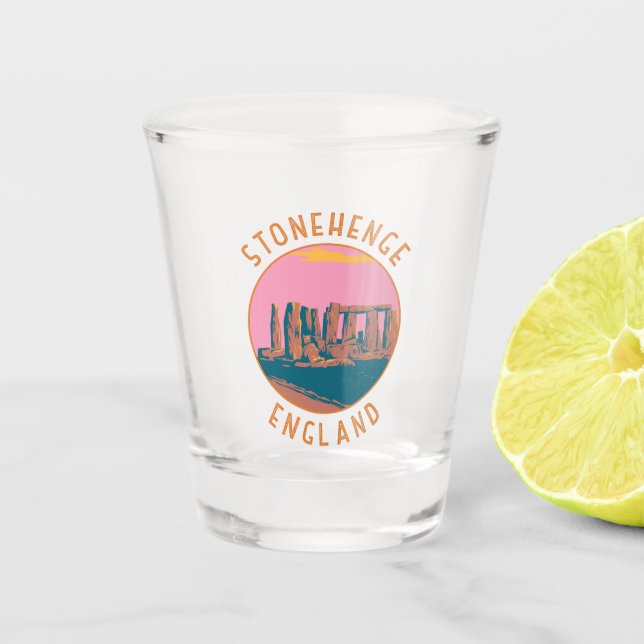 Vaso De Chupito Círculo alterado por Stonehenge retro (Anverso)