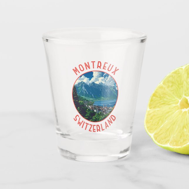 Vaso De Chupito Círculo alterado retro de Montreux Suiza (Anverso)