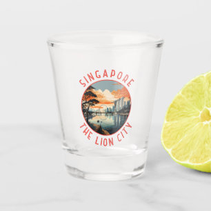 Vaso De Chupito Círculo angustiado retro de Singapur