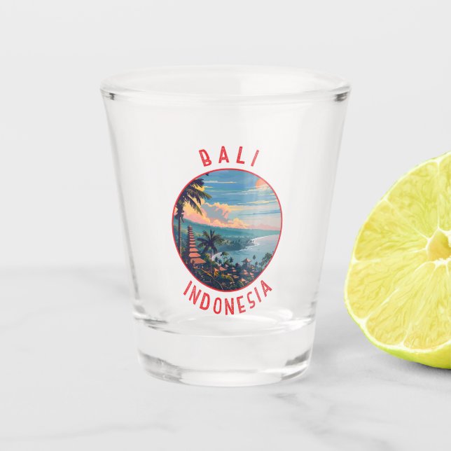 Vaso De Chupito Círculo de angustia retro en Bali Indonesia (Anverso)