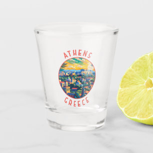 Vaso De Chupito Círculo retro de angustia en Atenas Grecia