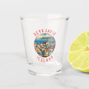 Vaso De Chupito Círculo retro perturbado de Reikiavik Islandia