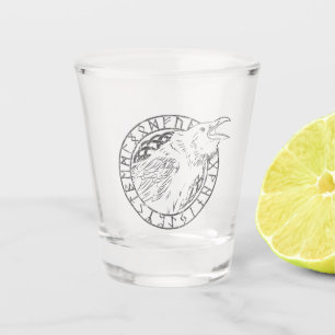 Vaso De Chupito Círculo Rúnico Vikingo Cuervos de Odín Huginn Muni