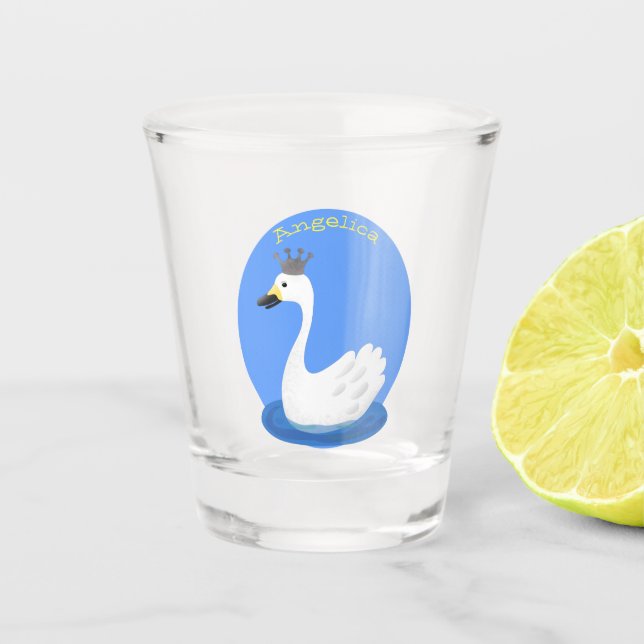Vaso De Chupito Cisne blanco con personalizado de la corona (Anverso)