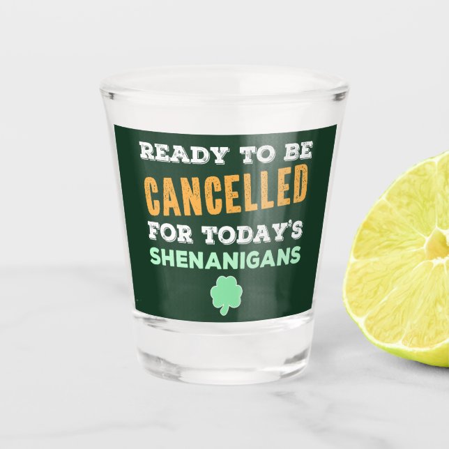 Vaso De Chupito Cita cancelada de lentejuelas irlandesas para bebe (Anverso)