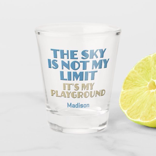 Vaso De Chupito Cita de Sky de nombre personalizado (Anverso)