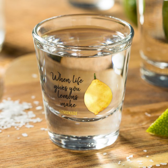 Vaso De Chupito Cita moderna divertida de limón amarillo (Subido por el creador)