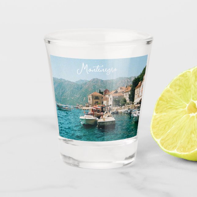 Vaso De Chupito Ciudad costera de Perast, Montenegro (Anverso)