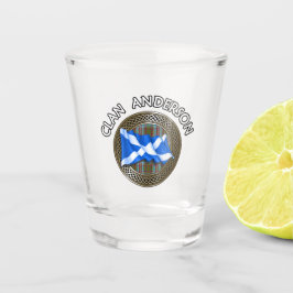 Vaso De Chupito Clan Anderson Tartan Knot & Flag