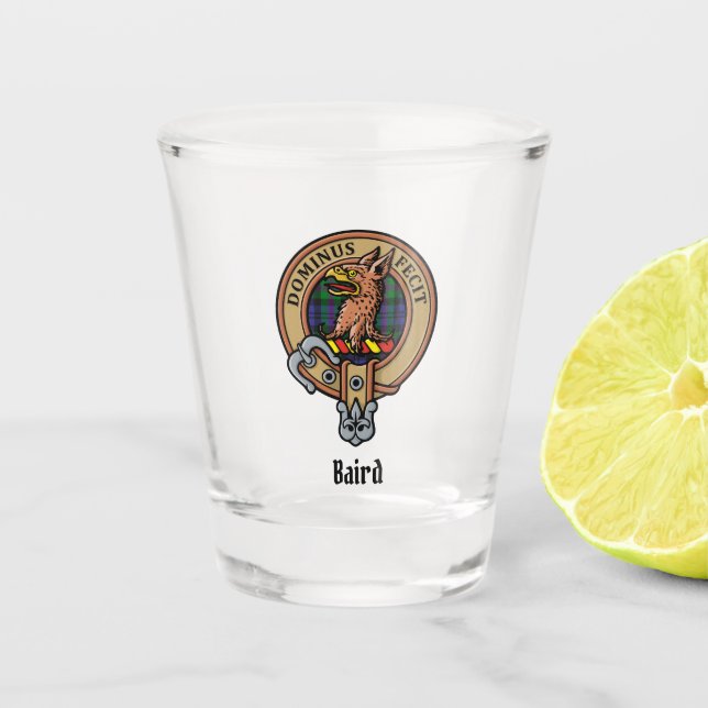 Vaso De Chupito Clan Baird Escudo sobre Tartán (Anverso)