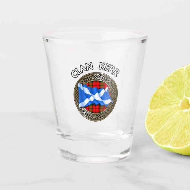 Vaso De Chupito Clan Baird Tartan Knot & Flag (Anverso)
