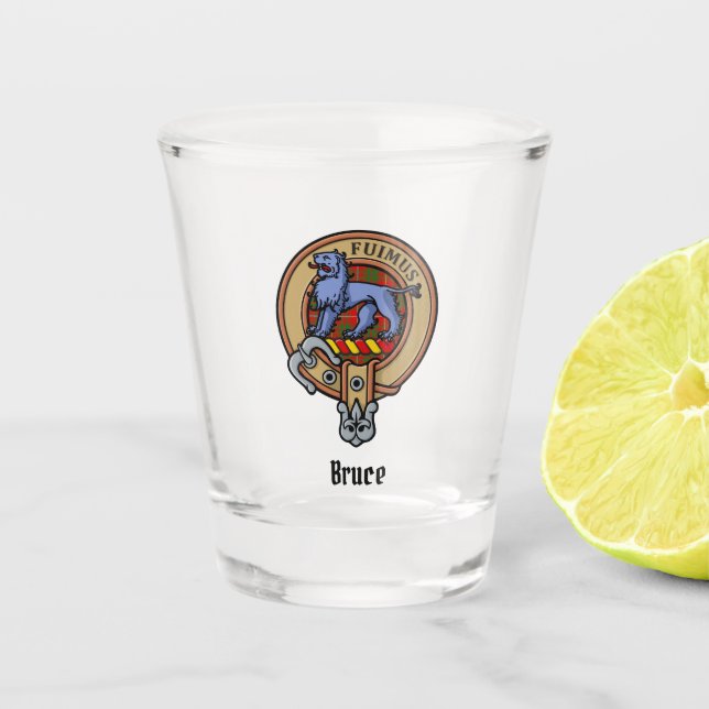 Vaso De Chupito Clan Bruce Escudo sobre Tartán (Anverso)