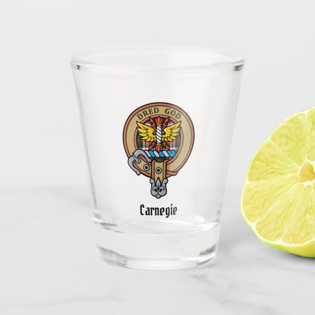 Vaso De Chupito Clan Carnegie Escudo por Vestir Tartán (Anverso)