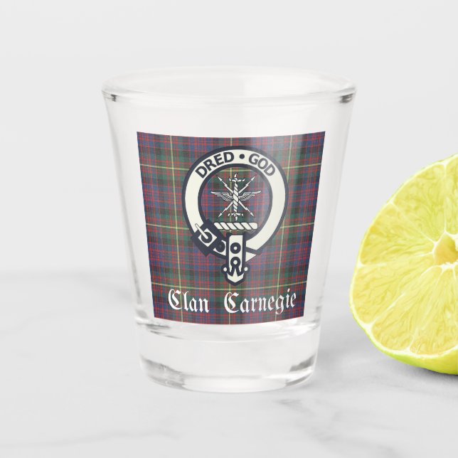 Vaso De Chupito Clan Carnegie Escudo Tartan (Anverso)