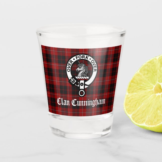 Vaso De Chupito Clan Cunningham Badge & Tartan (Anverso)