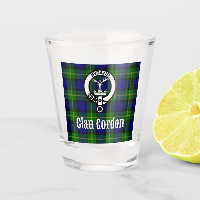 Vaso De Chupito Clan Gordon Escudo Badge & Tartan (Anverso)