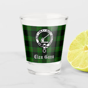 Vaso De Chupito Clan Gunn Escudo Badge & Tartan