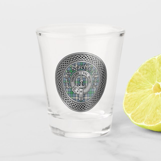 Vaso De Chupito Clan MacDowall Escudo & Tartan Knot (Anverso)
