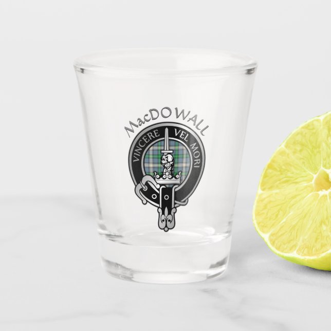Vaso De Chupito Clan MacDowall Escudo & Tartan Shot Glass (Anverso)