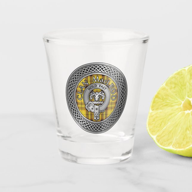 Vaso De Chupito Clan MacLeod Escudo & Tartan Knot Shot Glass (Anverso)