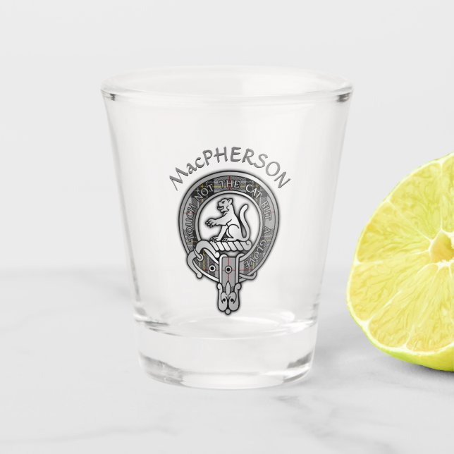 Vaso De Chupito Clan MacPherson Escudo & Tartan Shot Glass (Anverso)